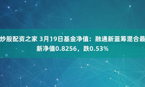 炒股配资之家 3月19日基金净值：融通新蓝筹混合最新净值0.8256，跌0.53%