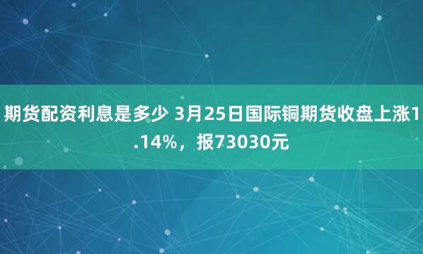 期货配资利息是多少 3月25日国际铜期货收盘上涨1.14%，报73030元
