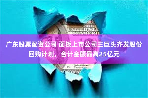 广东股票配资公司 面板上市公司三巨头齐发股份回购计划，合计金额最高25亿元