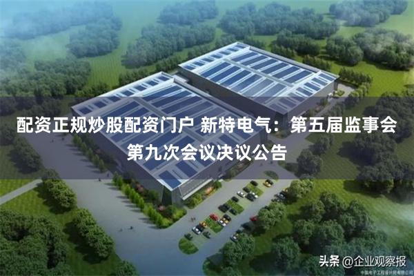 配资正规炒股配资门户 新特电气：第五届监事会第九次会议决议公告