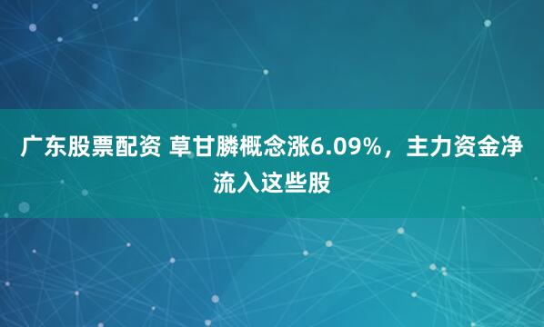 广东股票配资 草甘膦概念涨6.09%，主力资金净流入这些股