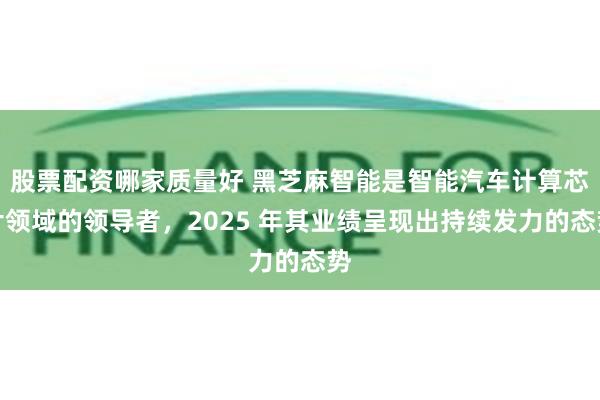 股票配资哪家质量好 黑芝麻智能是智能汽车计算芯片领域的领导者，2025 年其业绩呈现出持续发力的态势