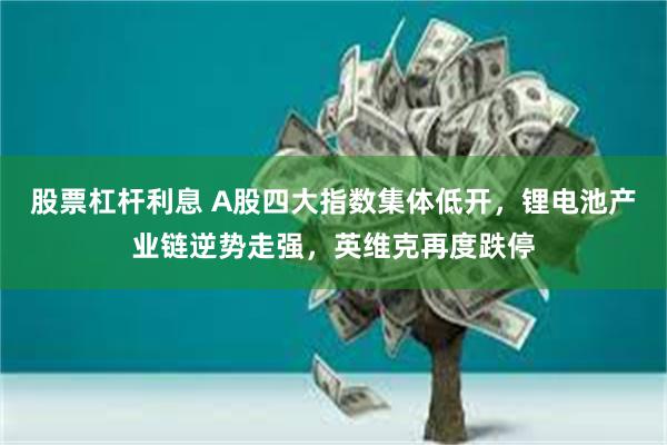 股票杠杆利息 A股四大指数集体低开，锂电池产业链逆势走强，英维克再度跌停