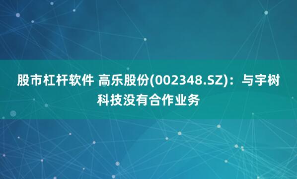 股市杠杆软件 高乐股份(002348.SZ):与宇树科技没有合作业务