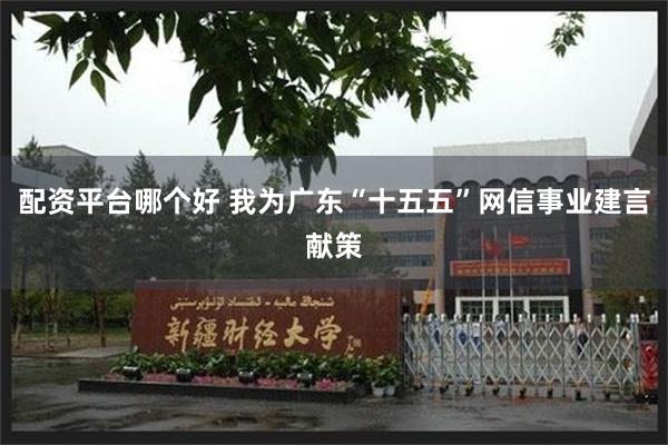 配资平台哪个好 我为广东“十五五”网信事业建言献策