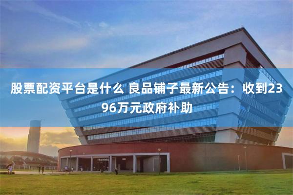 股票配资平台是什么 良品铺子最新公告：收到2396万元政府补助