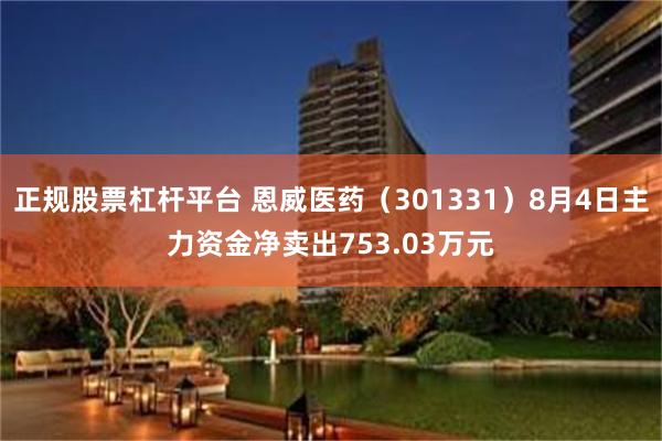 正规股票杠杆平台 恩威医药（301331）8月4日主力资金净卖出753.03万元