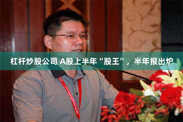 杠杆炒股公司 A股上半年“股王”,半年报出炉