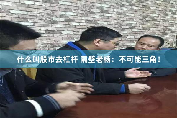 什么叫股市去杠杆 隔壁老杨：不可能三角！