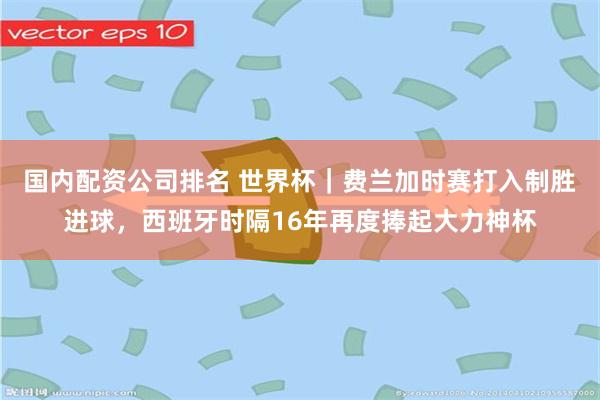 国内配资公司排名 世界杯|费兰加时赛打入制胜进球,西班牙时隔16年再度捧起大力神杯