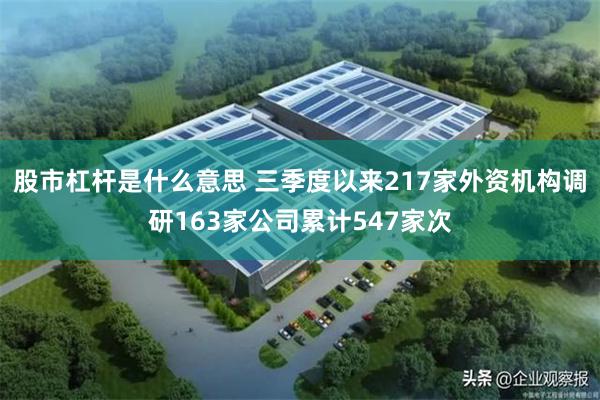 股市杠杆是什么意思 三季度以来217家外资机构调研163家公司累计547家次