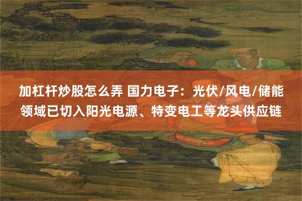 加杠杆炒股怎么弄 国力电子：光伏/风电/储能领域已切入阳光电源、特变电工等龙头供应链