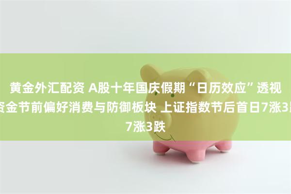 黄金外汇配资 A股十年国庆假期“日历效应”透视 资金节前偏好消费与防御板块 上证指数节后首日7涨3跌