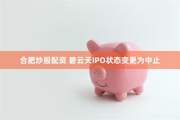 合肥炒股配资 碧云天IPO状态变更为中止